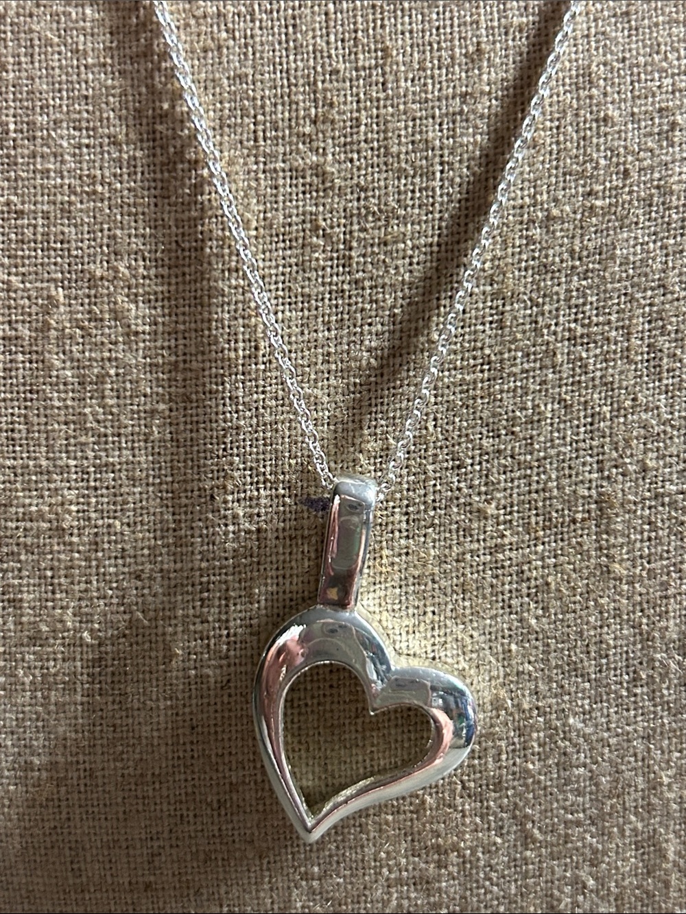 Silver Heart Pendant Necklace - Classic Open Heart